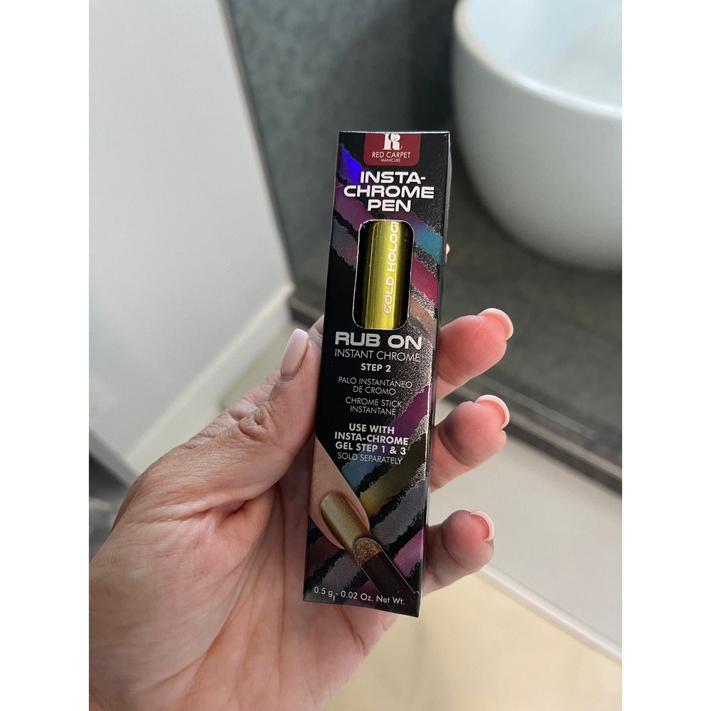 Red Carpet Manicure Insta-Chrome Pen Gold Holographic Rub On Nail Chrome Stick